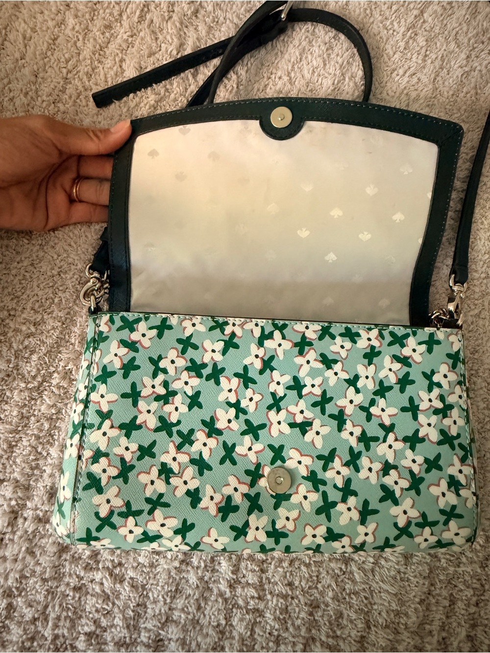 kate spade Green and Cream Floral Crossbody Bag - Picture 2 of 3